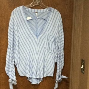 Free people blue and white top